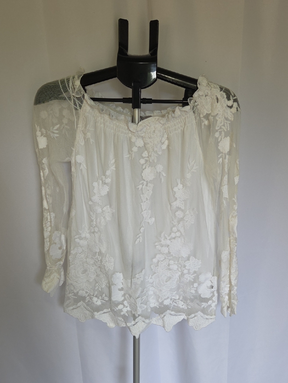 White Floral Lace Women's Top